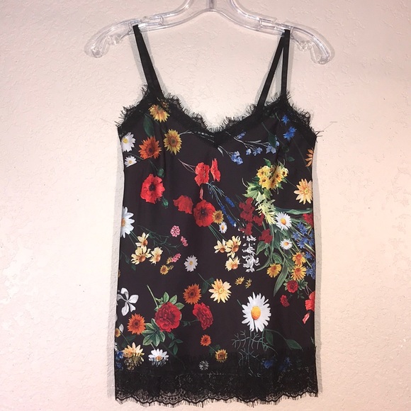 Tops - NWOT Summer 2019 Floral Print & Lace Camisole